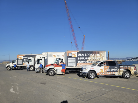  
                 
                  Fleet of USA Spray Me trucks prepared for insulation projects in San Jose.

                  