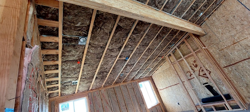  
                 
                  Oakland custom home ceiling with spray foam insulation applied, creating an airtight seal for consistent indoor temperature management.

                  