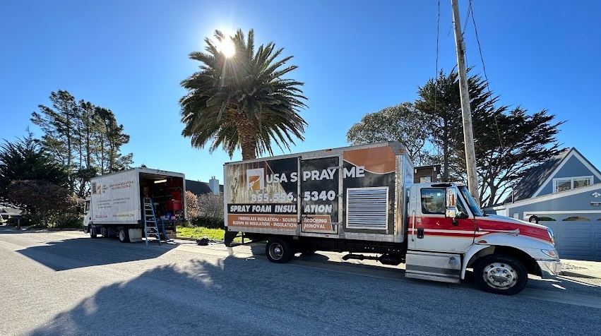  

                  USA Spray Me trucks parked for a spray foam insulation project.





                  