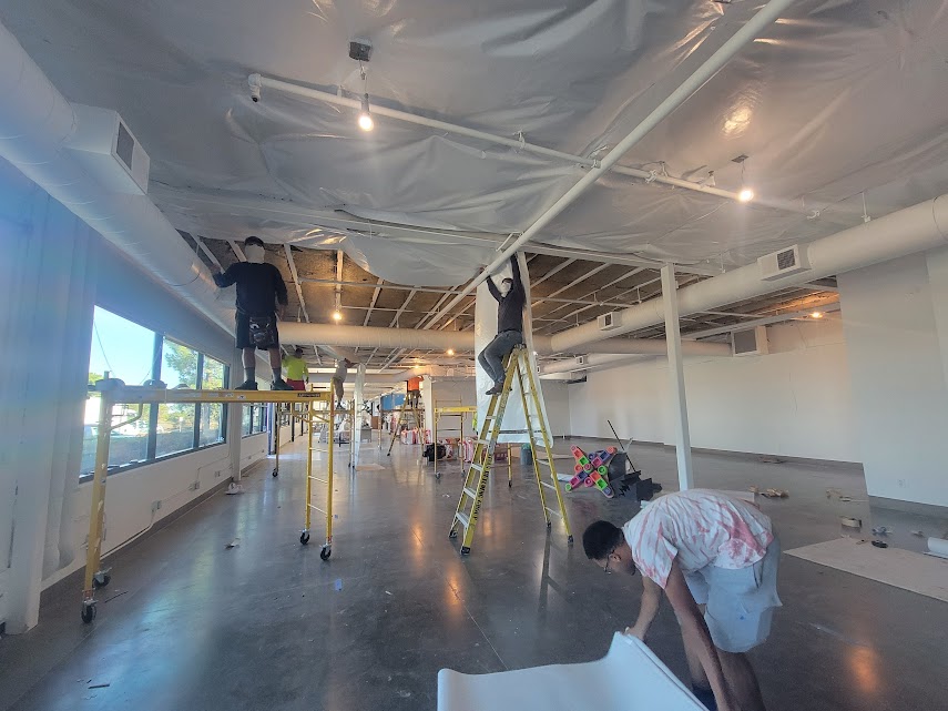  
               
               

               Insulation being installed on a commercial ceiling.
      
      
      
               