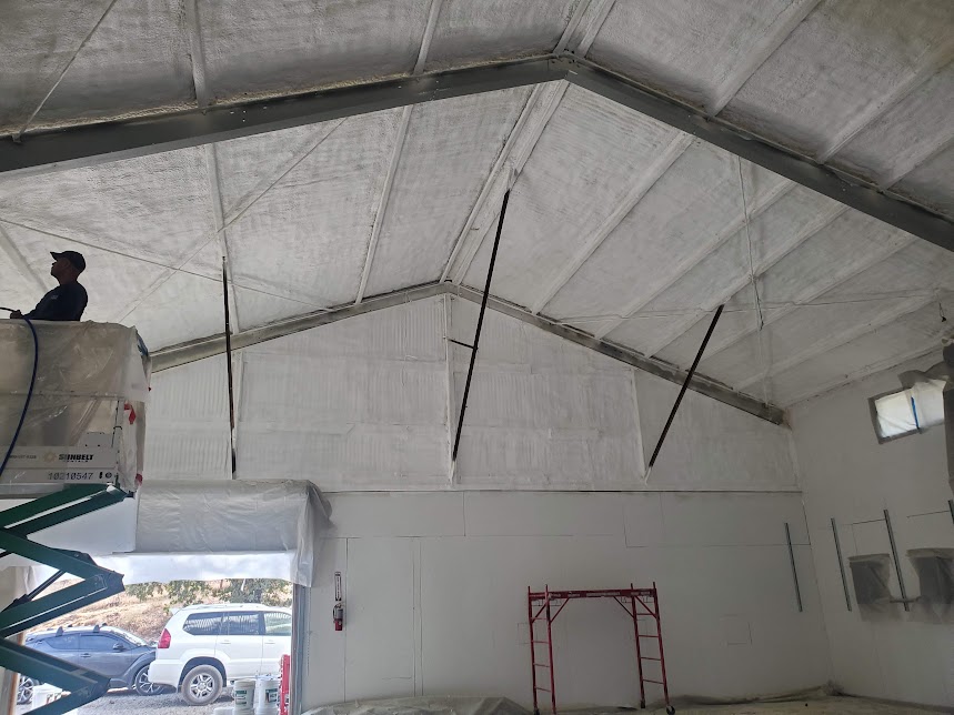  

                  Spray foam insulation applied in a large building by USA Spray Me.






                  