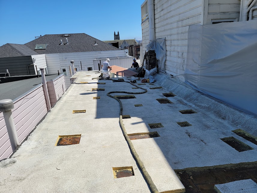  
               
               

               SPF insulation on a residential roof.


      
      
      
               