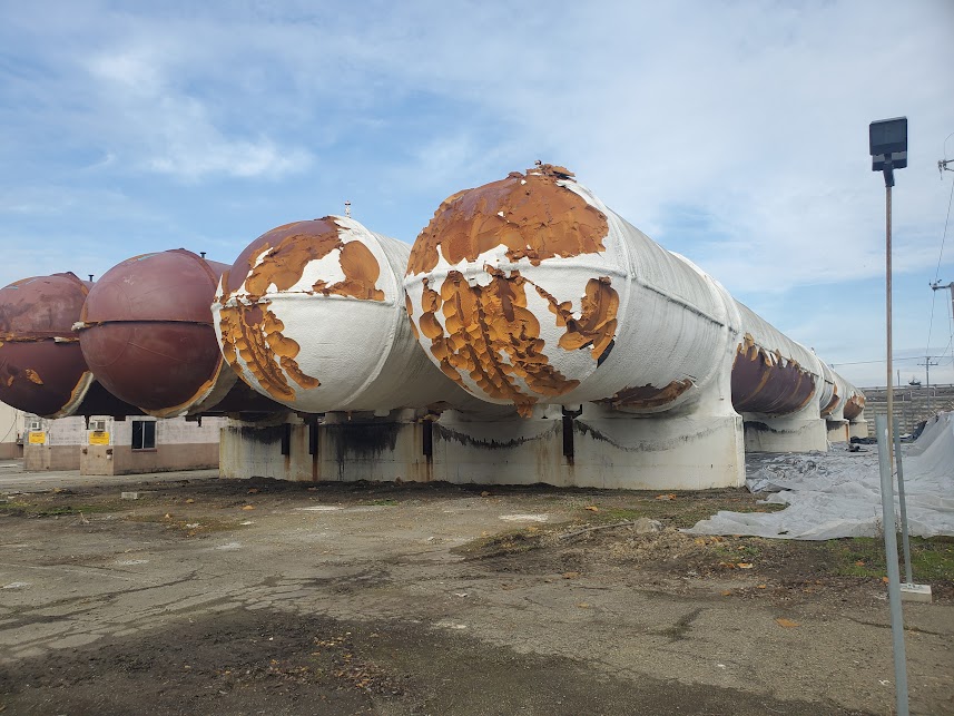  

                     Several cold storage tanks with visible spray foam insulation.



                     