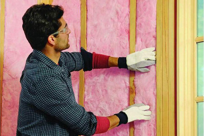 The installation of spray foam wall insulation. 