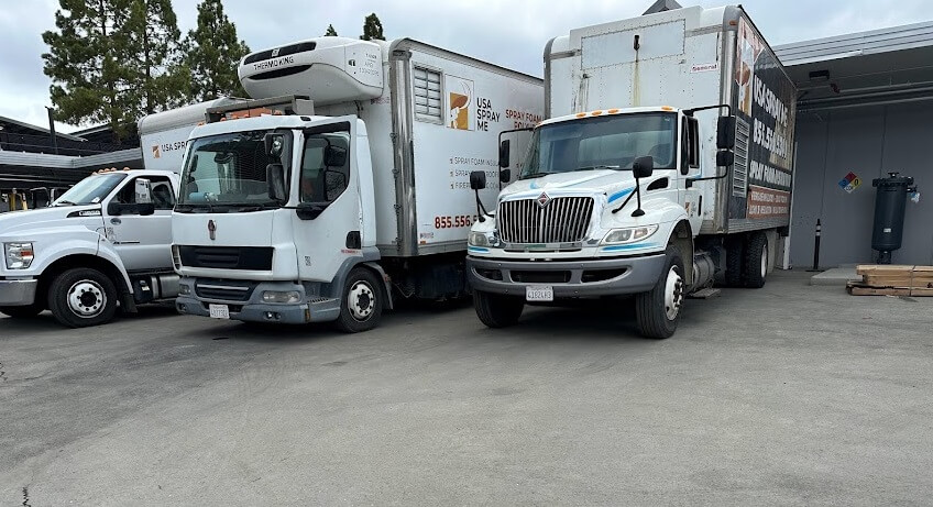 USA Spray Me trucks equipped for spray foam insulation projects in Oakland.